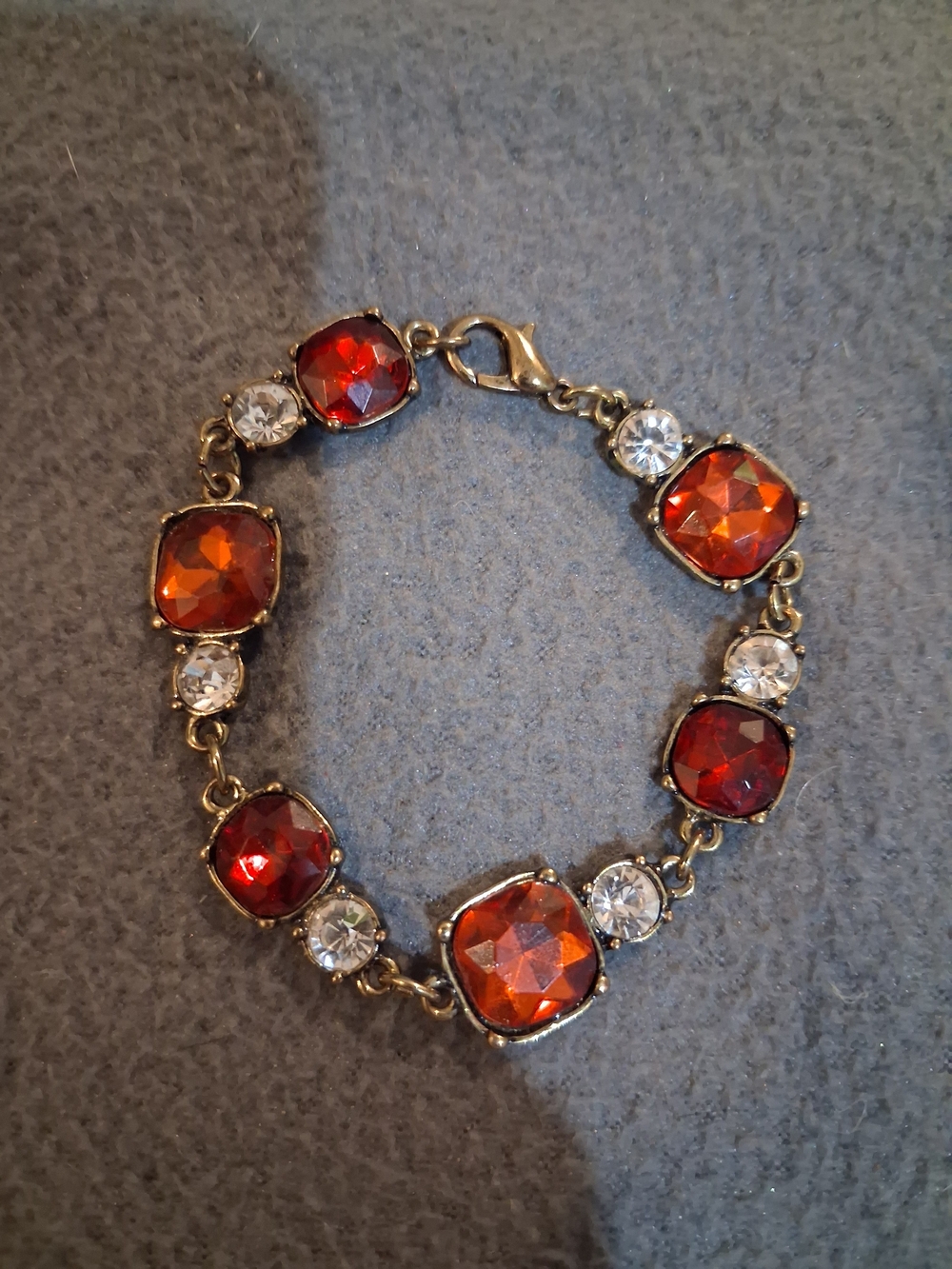 Red And Clear Rhinestone Bracelet